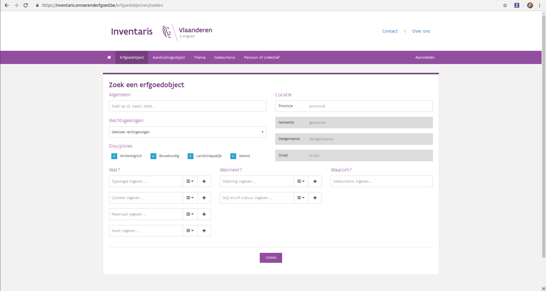 Zoeken via de user interface